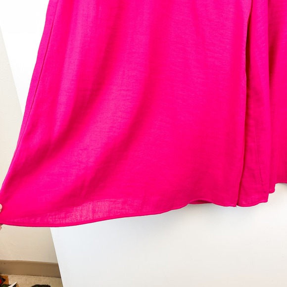 Maeve Anthropologie (Size 2) Crepe Strapless Wide Crop Leg Jumpsuit Hot Pink - Picture 3 of 10